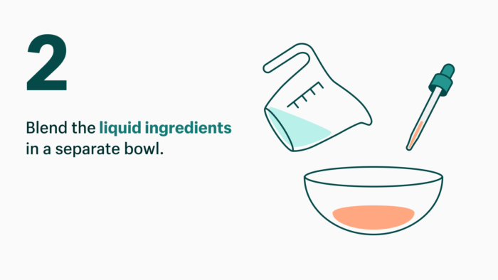 blend liquid ingredients into mixing bowl