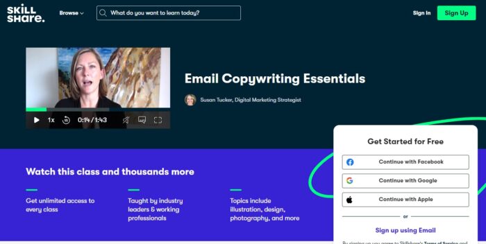 Skillshare copywriting course