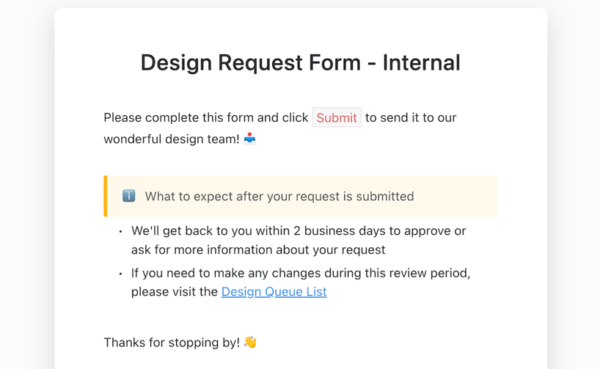 2 Clickup Form For Design Project Requests The Complete Guide To Design Project Management 2