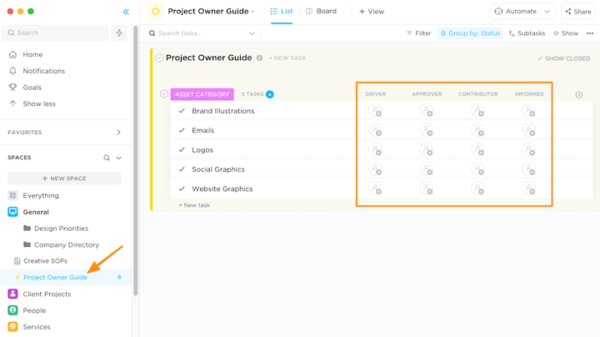 9 Clickup List View To Outline Project Contributors The Complete Guide To Design Project Management 9