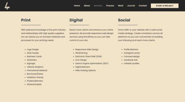 A Screenshot Of The Four Trees Media Website How To Start A Web Design Business? 2