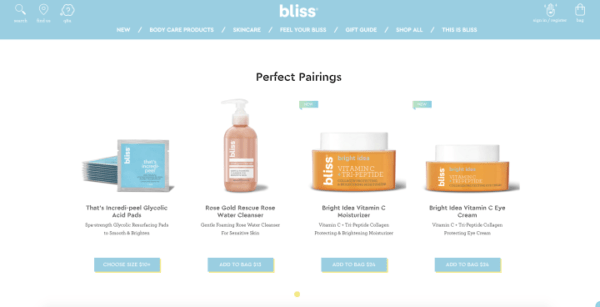 Bliss Product Pairings