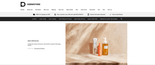 The Dermstore blog homepage