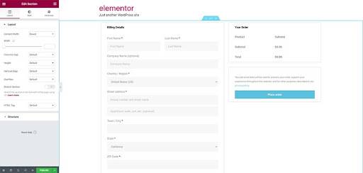 Elementor Checkout Widget