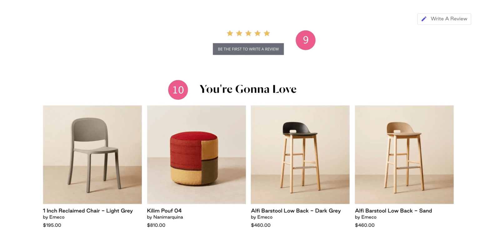 Product page from furniture brand GOODEE