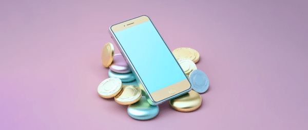 a phone with coins behind it representing making money online