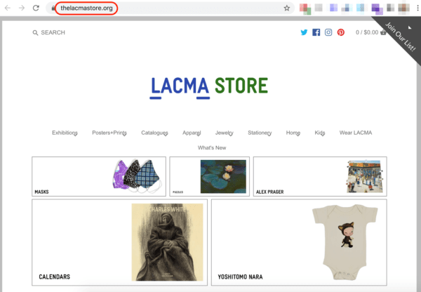 LACMA store domain name and homepage