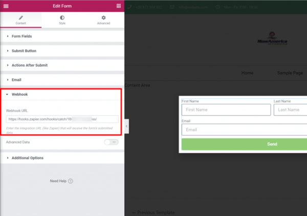 Paste In The Webhook Url How To Connect Elementor To Google Sheets To Collect Leads 6