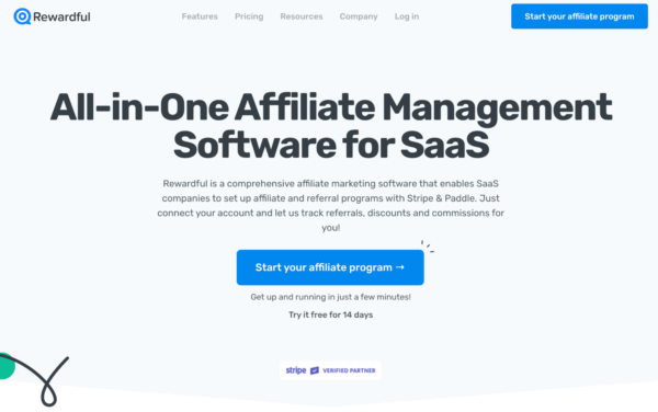 Rewardful dashboard for managing SaaS affiliate programs with Stripe and Paddle integration