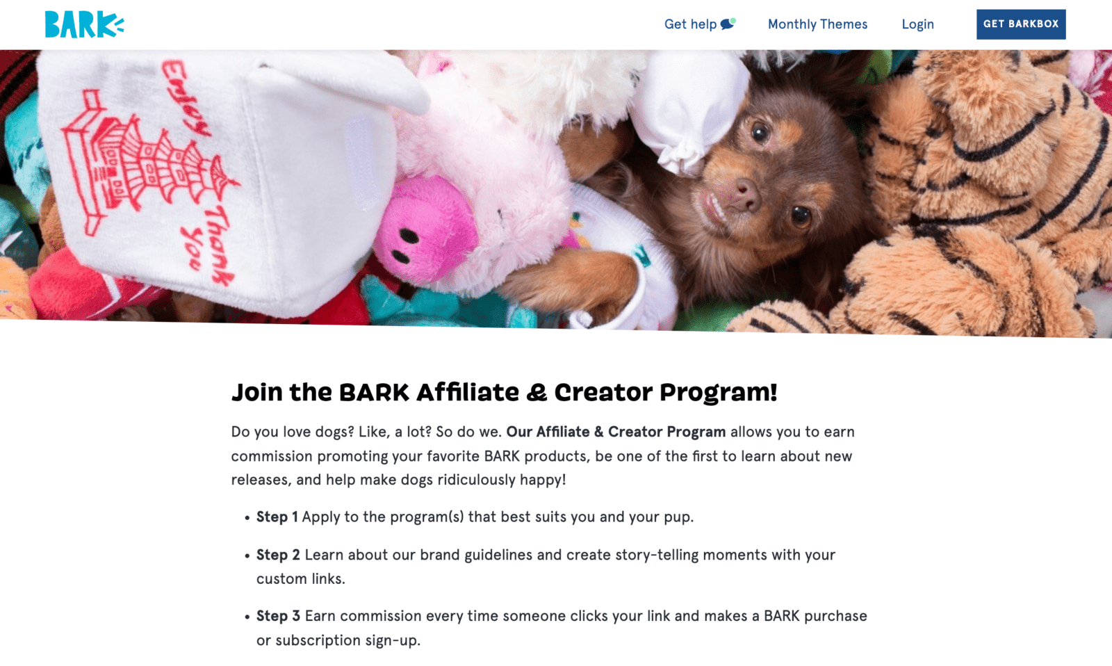 Ecommerce webpage from brand Barkbox