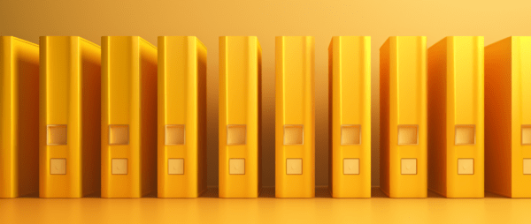 Business binders in a neat row, representing different types of business.