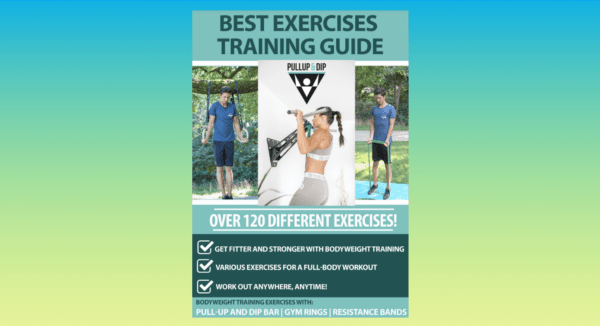 The cover of Pullup & Dip’s exercise training guide with 120 different exercises.